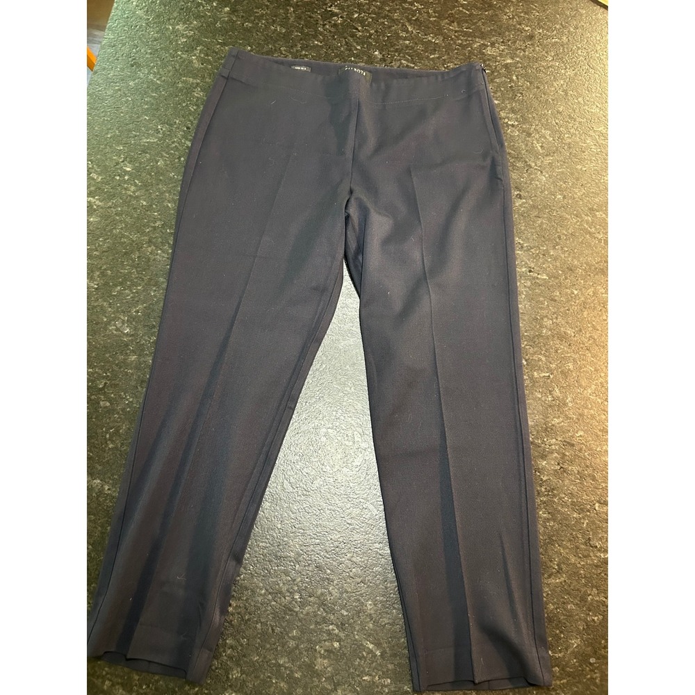 Talbots Petites Essex Fit Navy Blue Side Zip Ankle Pants Womens 14P‎ Stretch
